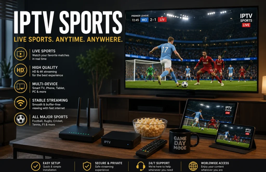IPTV sports streaming setup on Smart TV, tablet and phone in South Africa