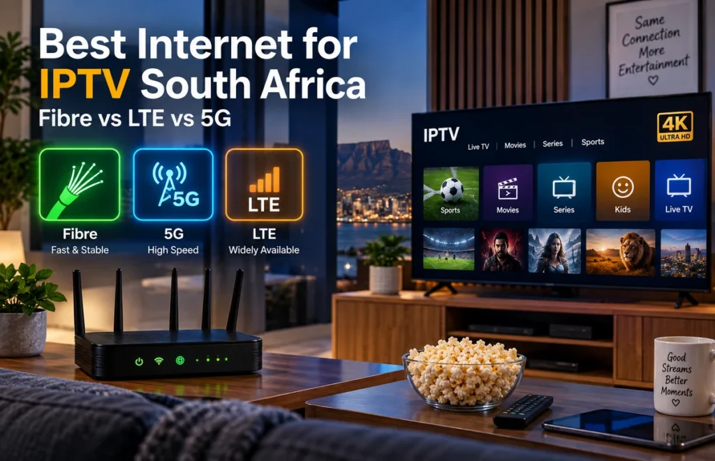 Best internet for IPTV South Africa comparing fibre, LTE and 5G for Smart TV streaming