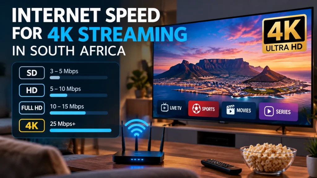 Internet speed for 4K streaming in South Africa